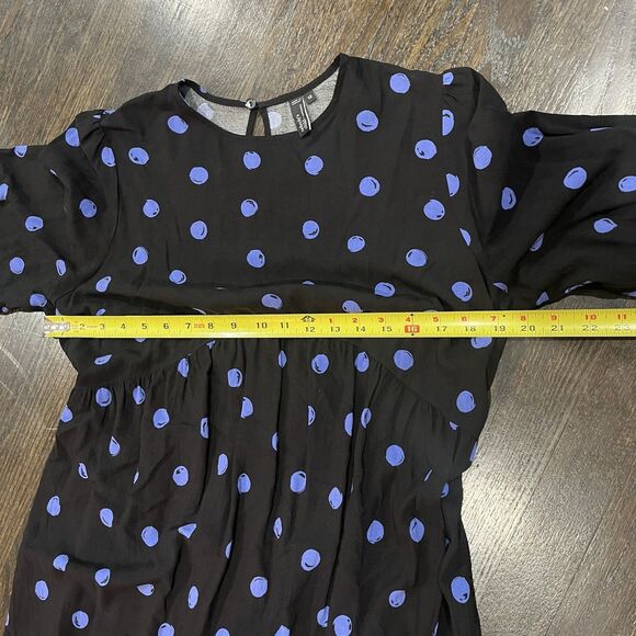 Nobody's Child Maternity Dress UK 12 US 8 Rachel Puff Sleeve Midi Blue Dot - Picture 7 of 8